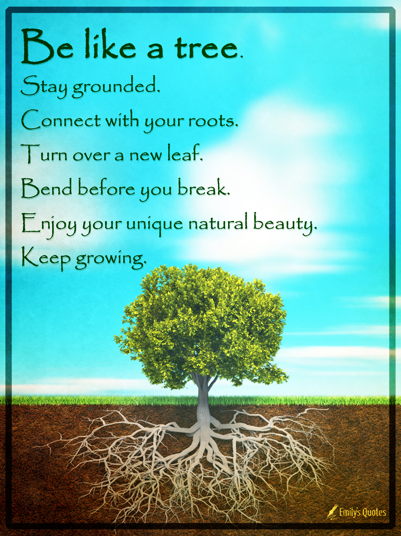Be like a tree. Stay grounded. Connect with your roots. Turn over a new