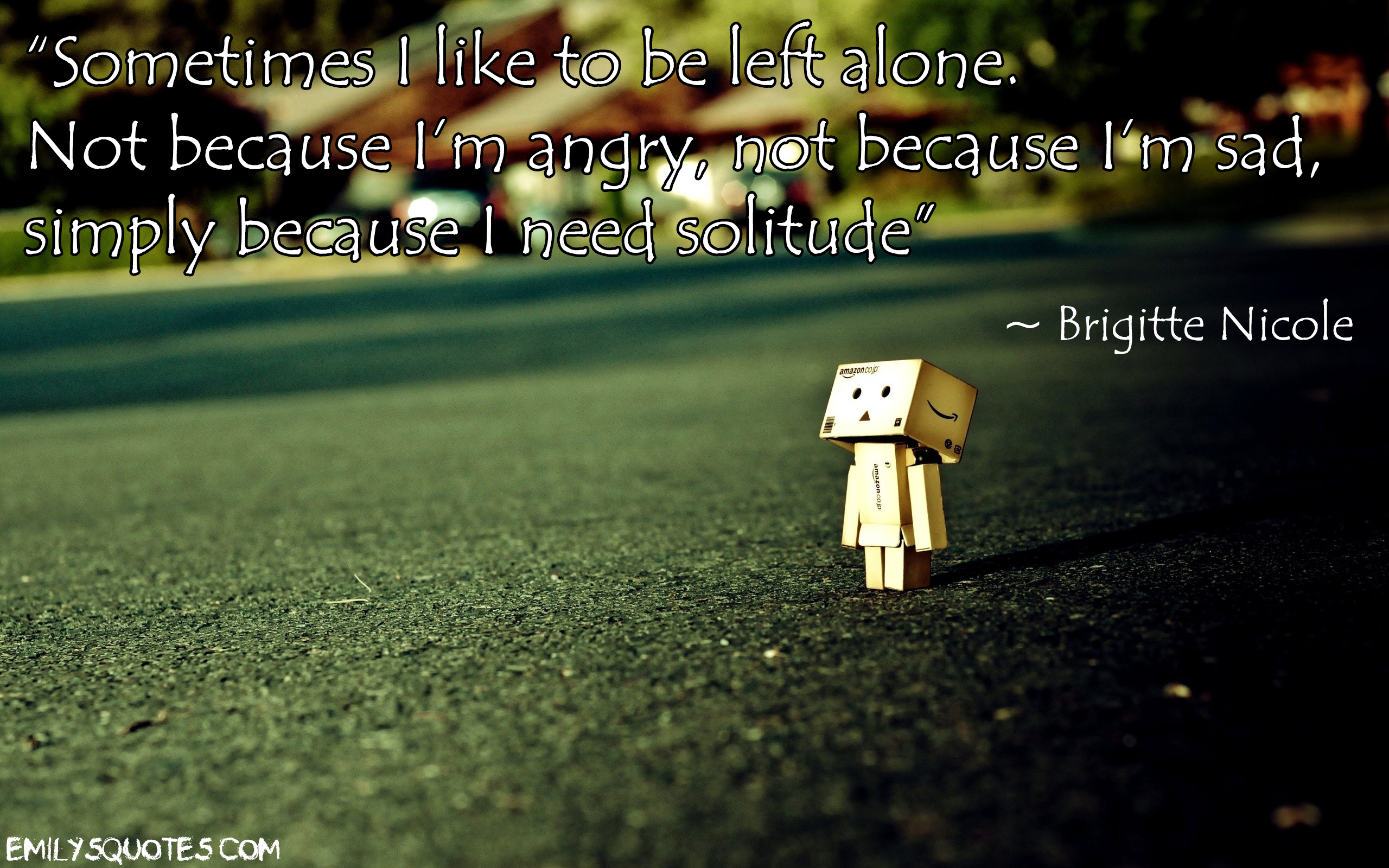 Sometimes I like to be left alone. Not because I'm angry, not because I'm  sad, simply because I need solitude | Popular inspirational quotes at  EmilysQuotes