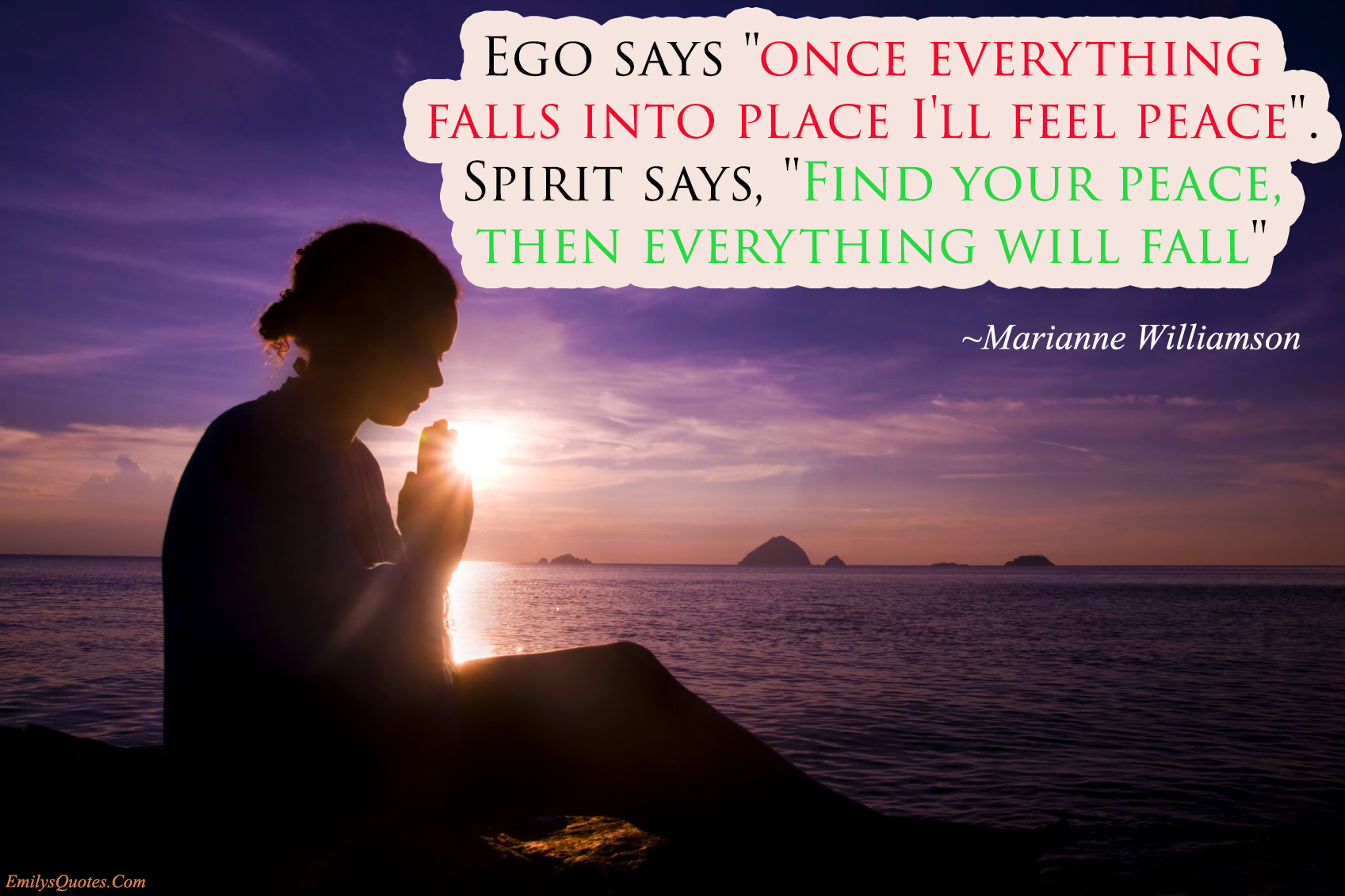 Ego says “once everything falls into place I’ll feel peace”. Spirit