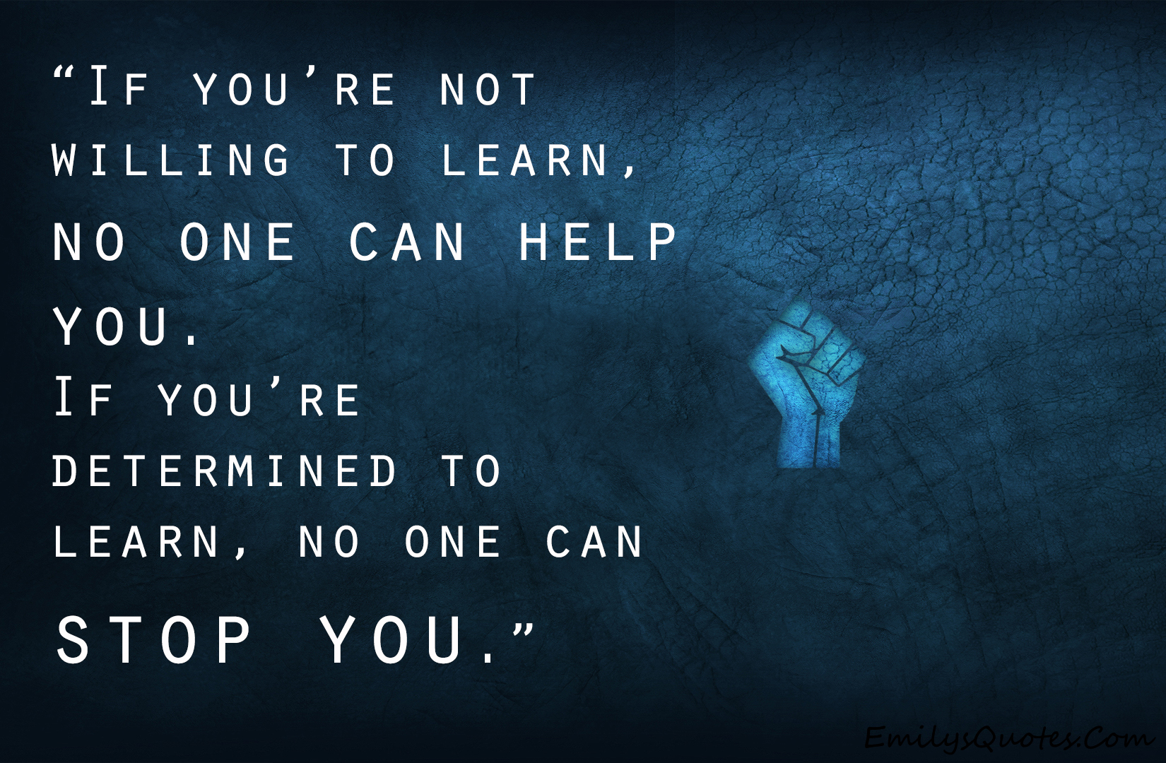If you’re not willing to learn, no one can help you. If you’re determined to learn, no one can stop you