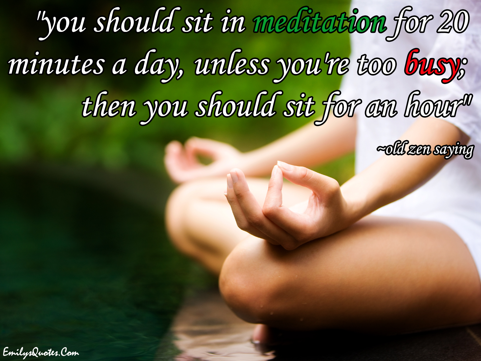 You should sit in meditation for 20 minutes a day, unless you’re too busy; then you should sit for an hour