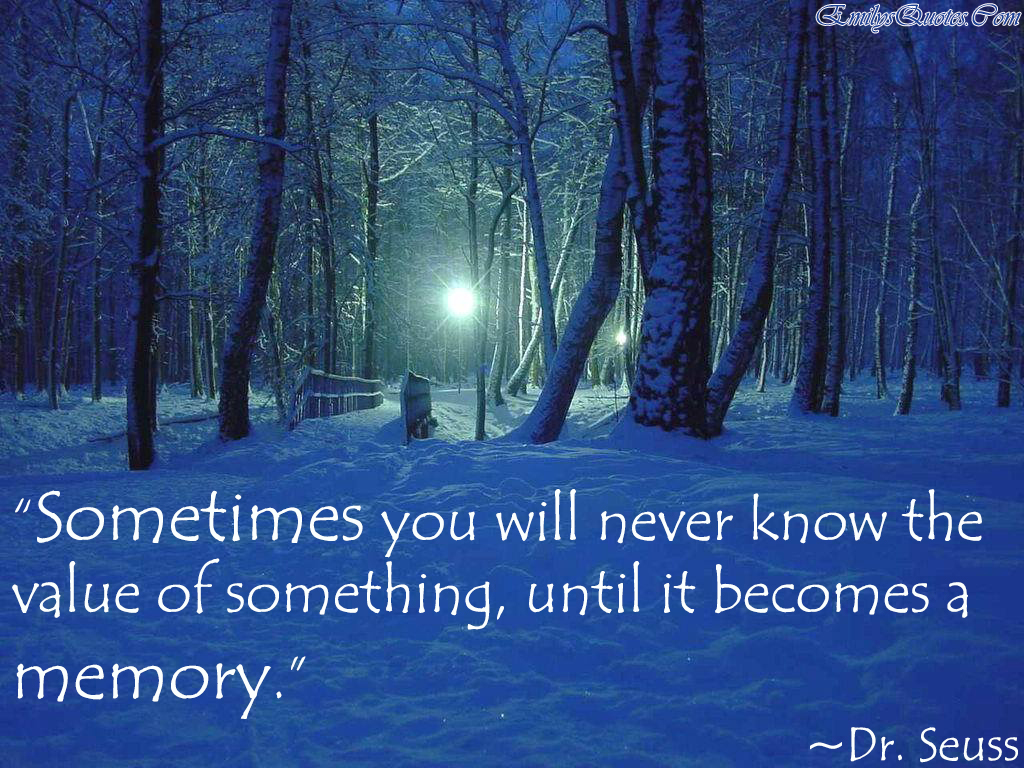Sometimes you will never know the value of something, until it becomes a memory
