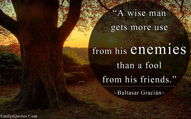 A wise man gets more use from his enemies than a fool from his friends