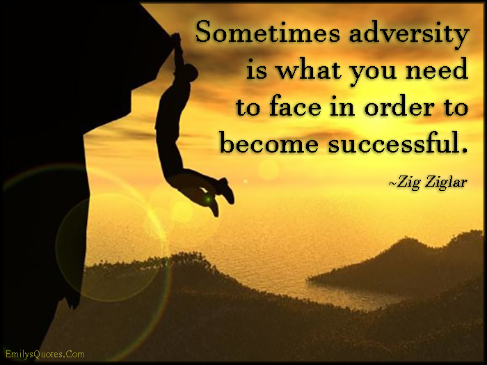 Sometimes adversity is what you need to face in order to become