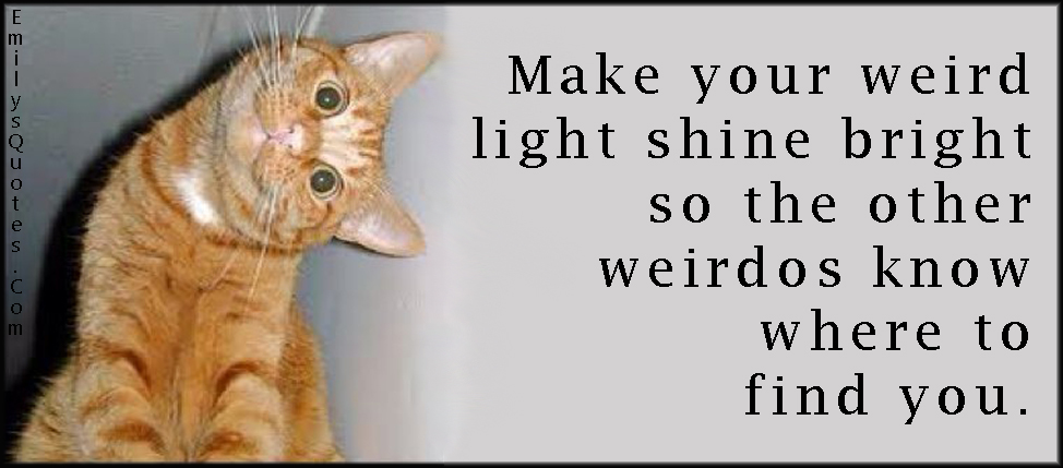 Make your weird light shine bright so the other weirdos know where to find  you | Popular inspirational quotes at EmilysQuotes