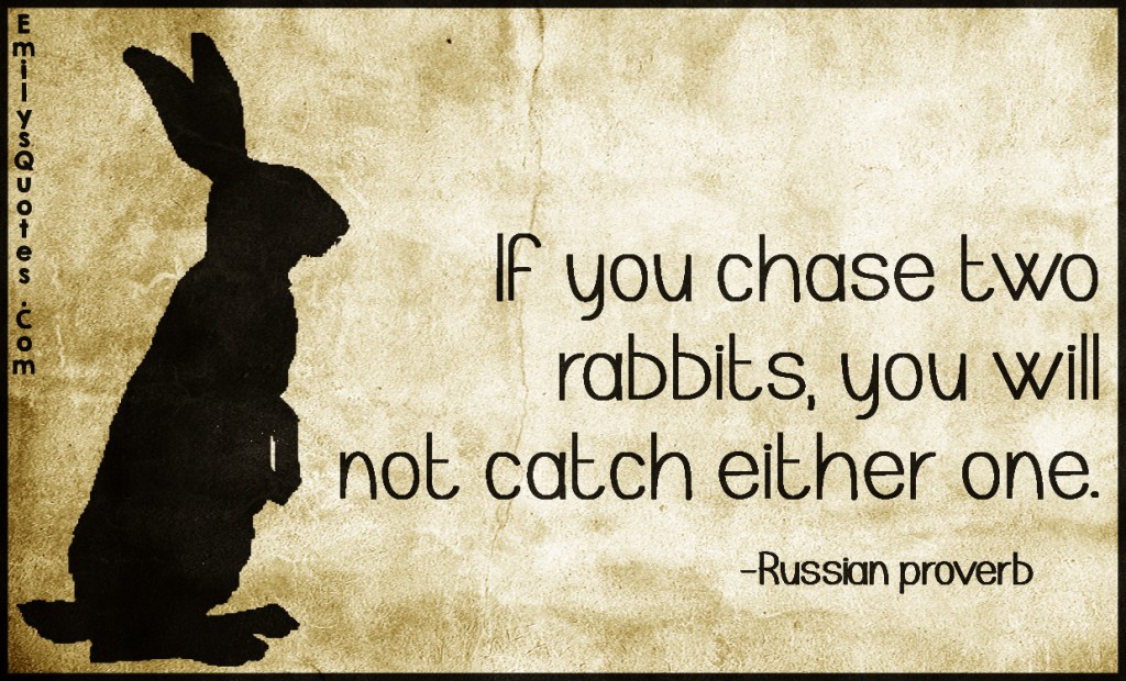 EmilysQuotes.Com - chase, two rabbits, catch, either one, advice, intelligent, proverb, consequences, Russian proverb