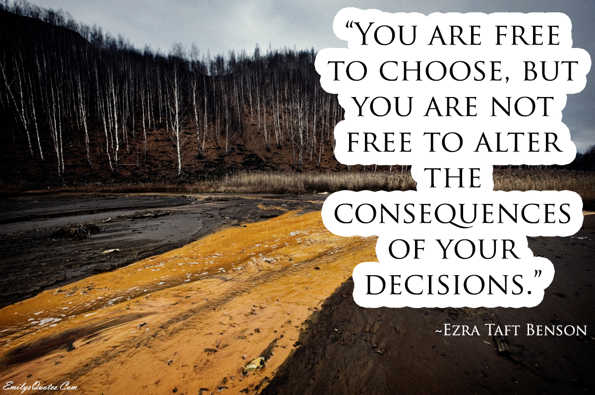 You are free to choose, but you are not free to alter the consequences of your decisions
