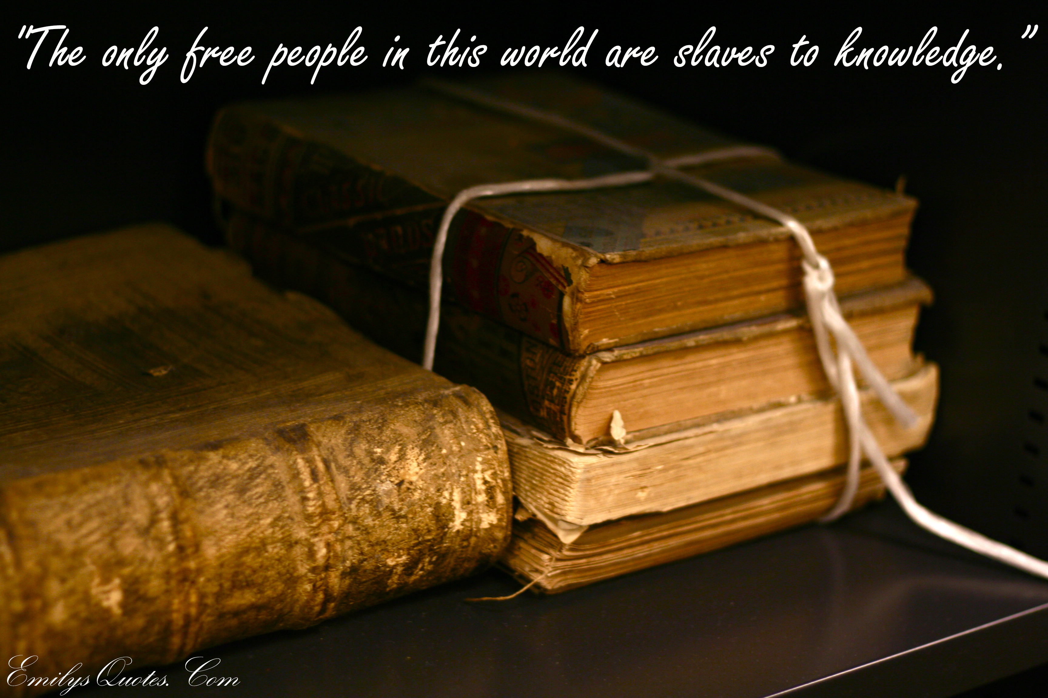 The only free people in this world are slaves to knowledge