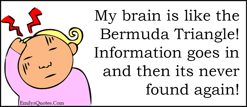 My brain is like the Bermuda Triangle! Information goes in and then it’s never found again!
