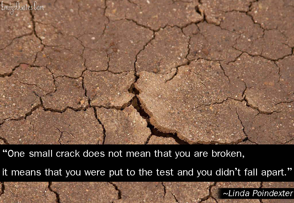 One small crack does not mean that you are broken, it means that you were put to the test and you didn’t fall apart