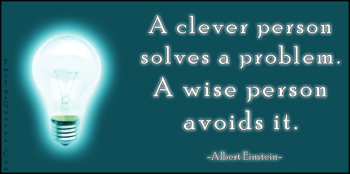 A clever person solves a problem. A wise person avoids it