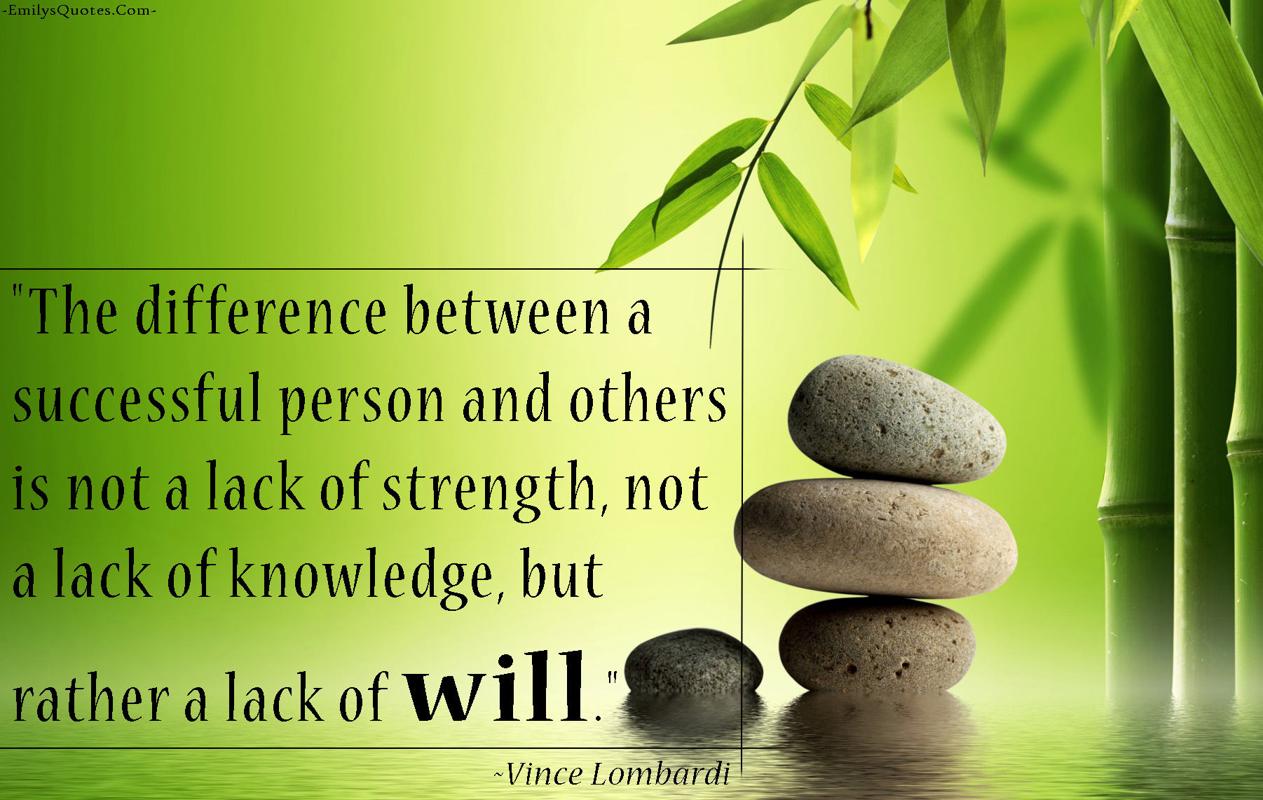 The difference between a successful person and others is not a lack of strength, not a lack of knowledge, but rather a lack of will
