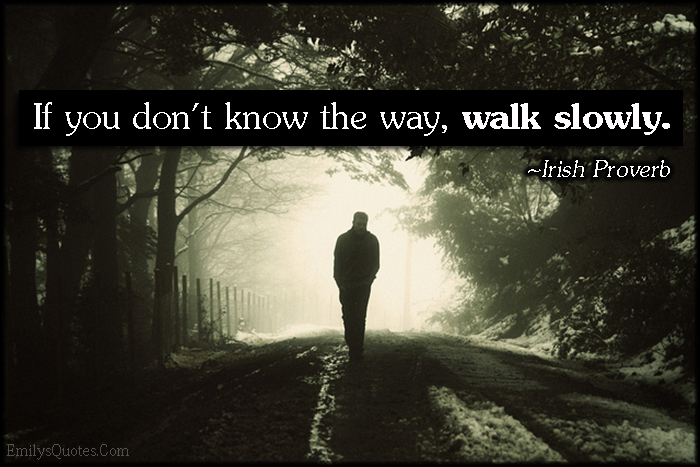 If you don’t know the way, walk slowly