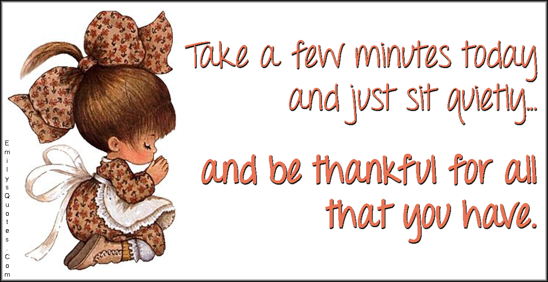 Take a few minutes today and just sit quietly and be thankful for all that you have