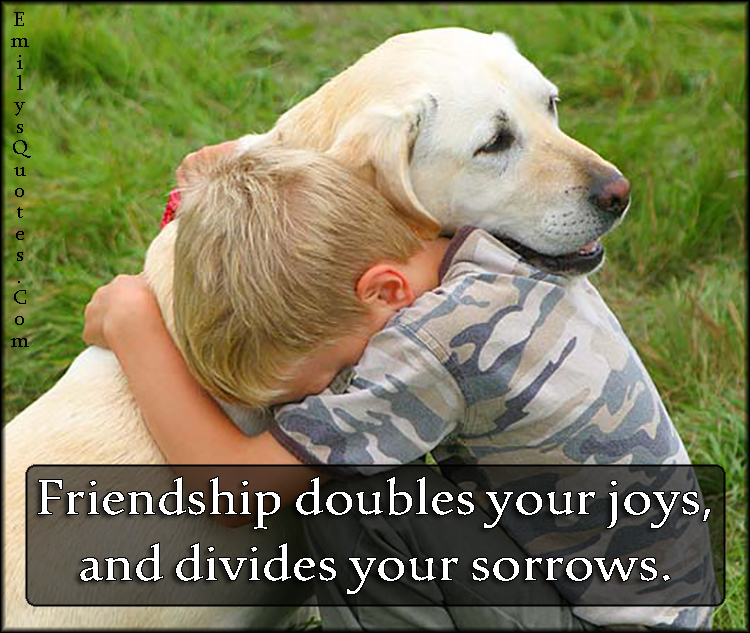 Friendship doubles your joys, and divides your sorrows