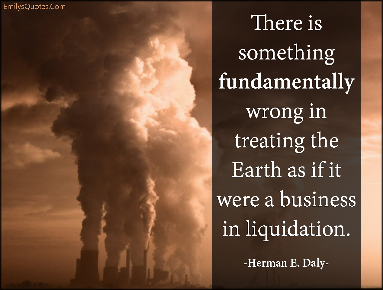 There is something fundamentally wrong in treating the Earth as if it were a business in liquidation