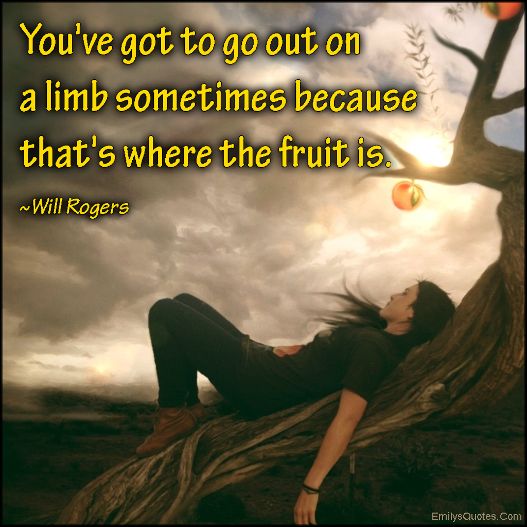 You’ve got to go out on a limb sometimes because that’s where the fruit is