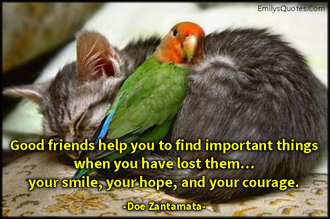 Good friends help you to find important things when you have lost them… your smile, your hope, and your courage
