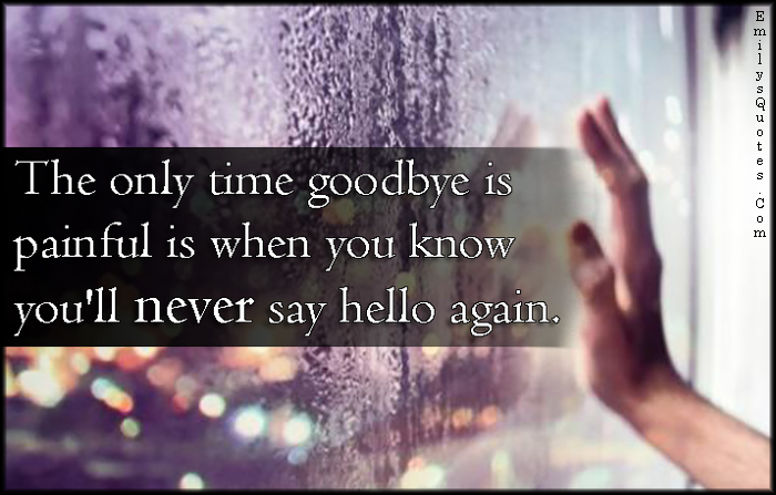 The only time goodbye is painful is when you know you’ll never say hello again