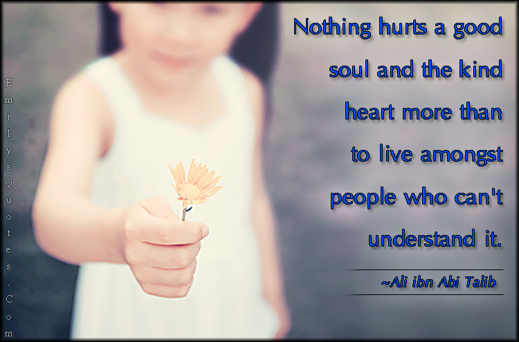 Nothing hurts a good soul and the kind heart more than to live amongst people who can’t understand it