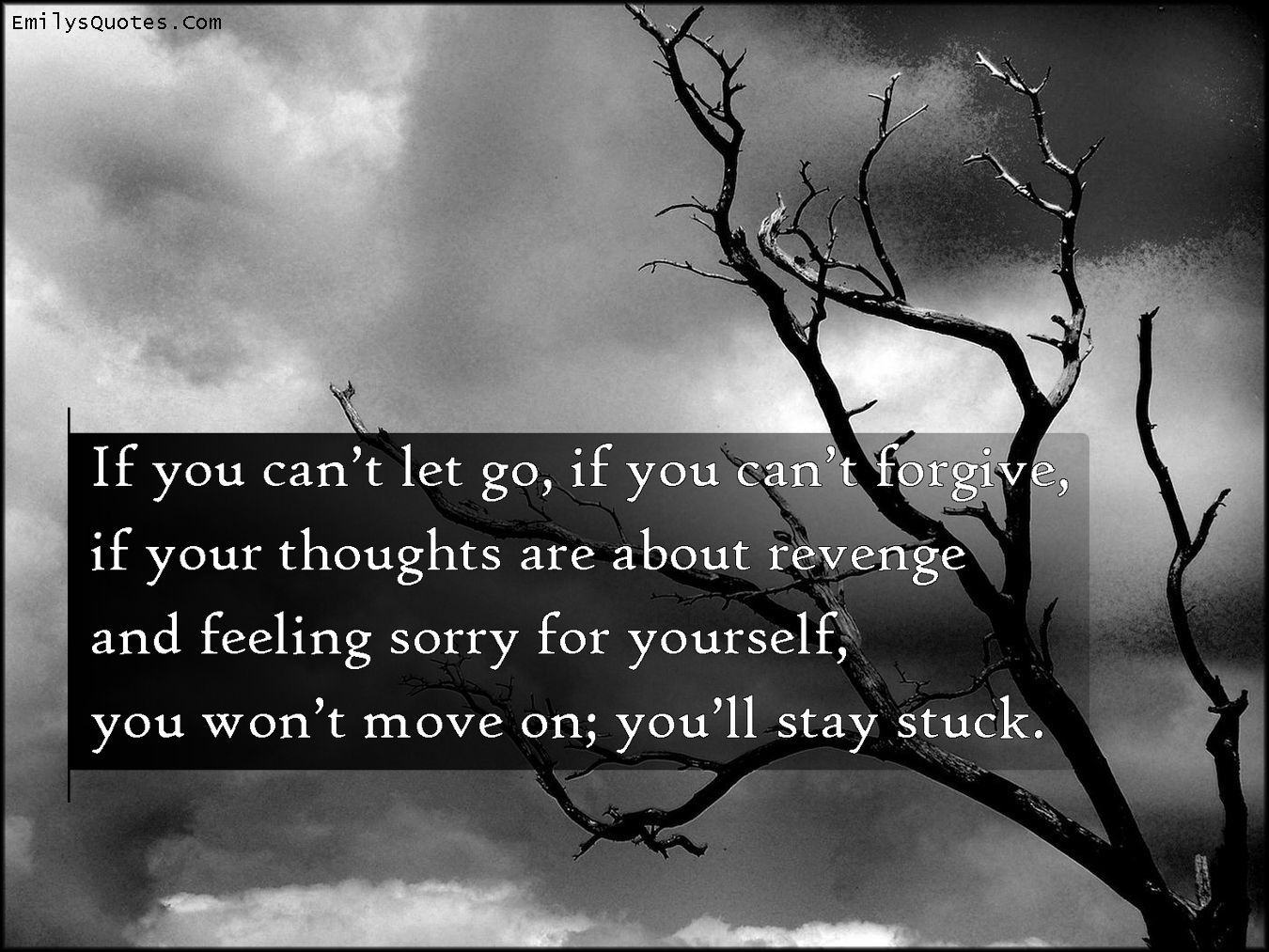 If you can’t let go, if you can’t forgive, if your thoughts are about revenge and feeling sorry for yourself, you won’t move on; you’ll stay stuck