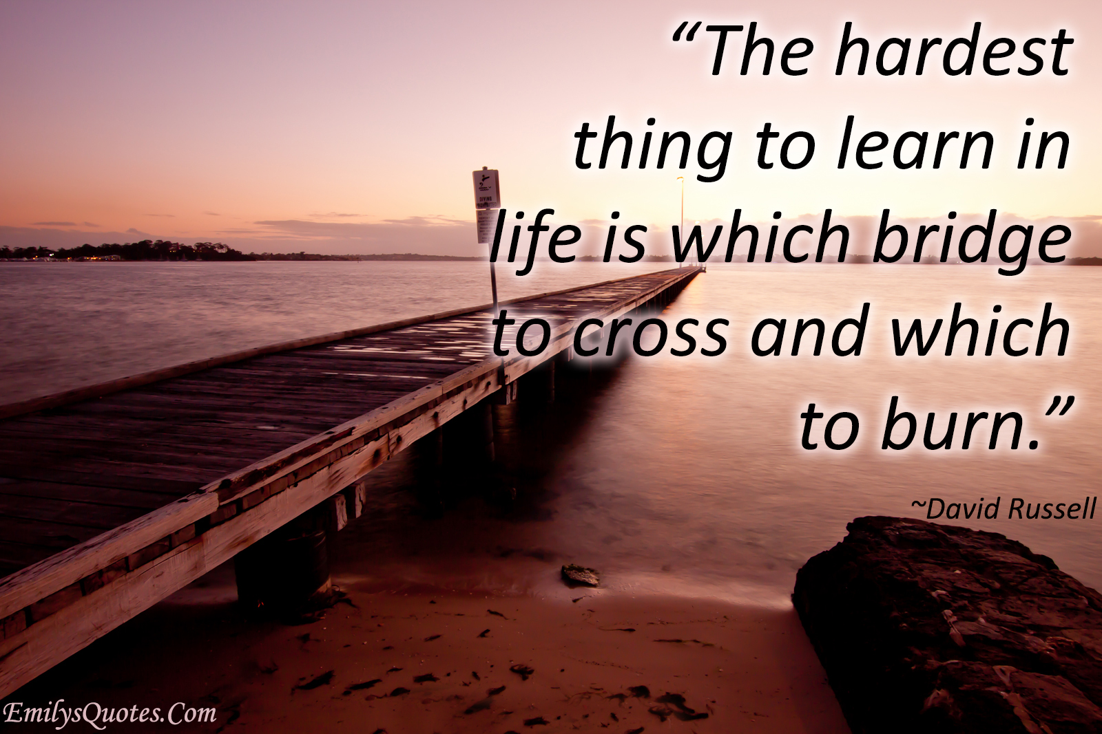 The hardest thing to learn in life is which bridge to cross and which to burn