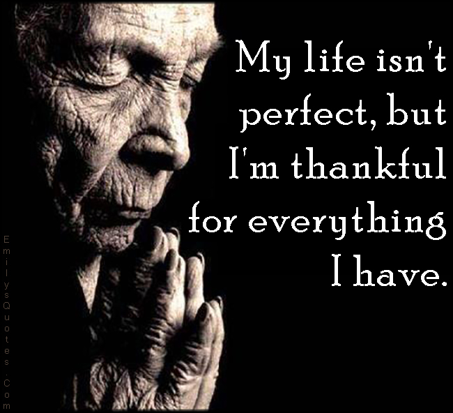 My life isn’t perfect, but I’m thankful for everything I have