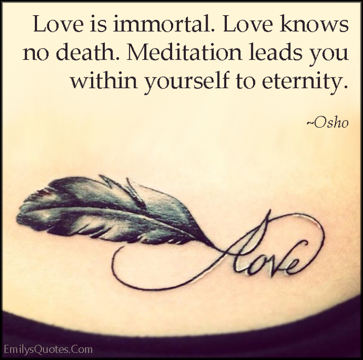 Love is immortal. Love knows no death. Meditation leads you within yourself to eternity