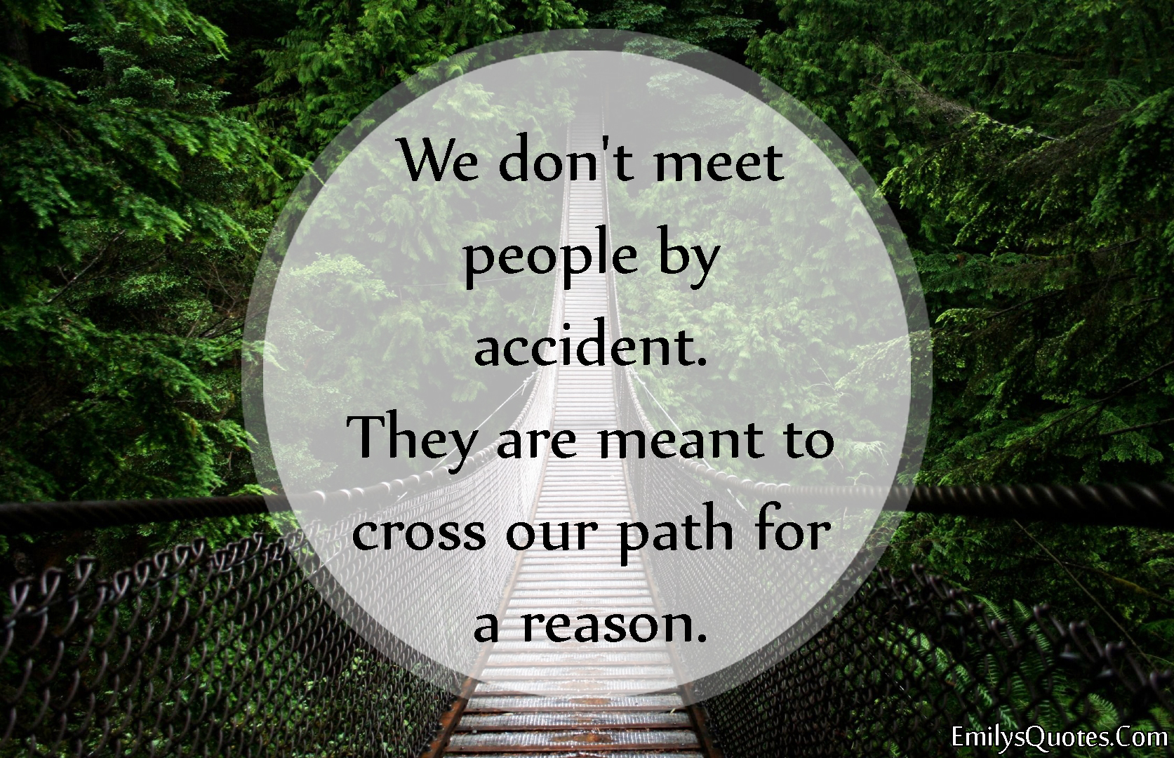 We don’t meet people by accident. They are meant to cross our path for a reason