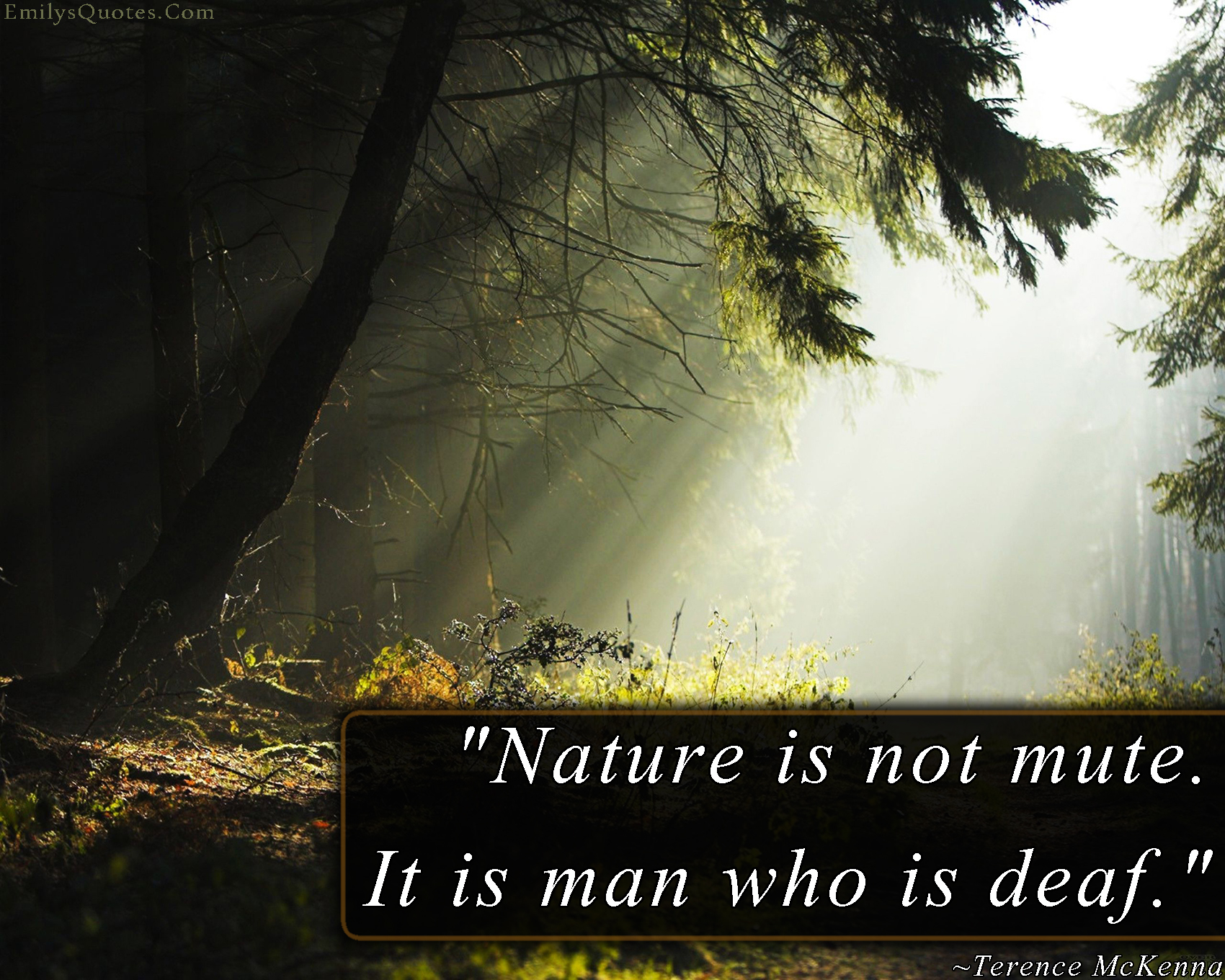 Nature is not mute. It is man who is deaf