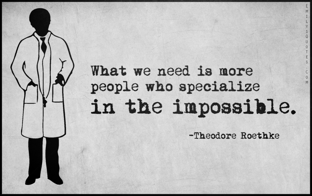 What we need is more people who specialize in the impossible