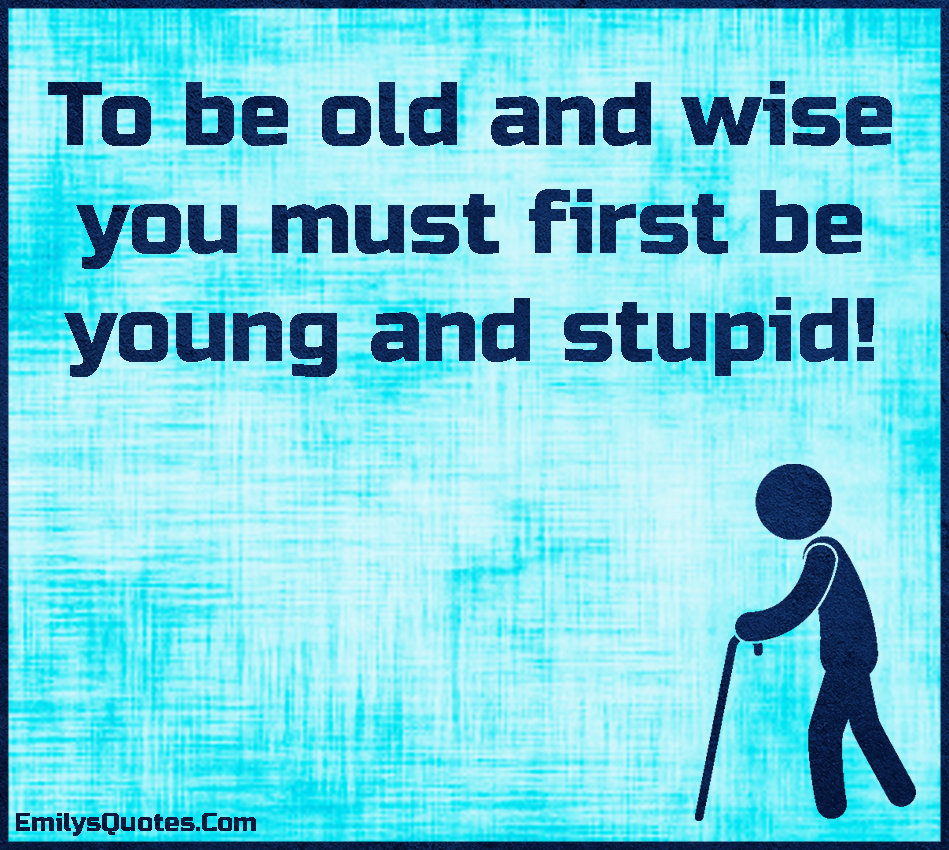 To be old and wise you must first be young and stupid!