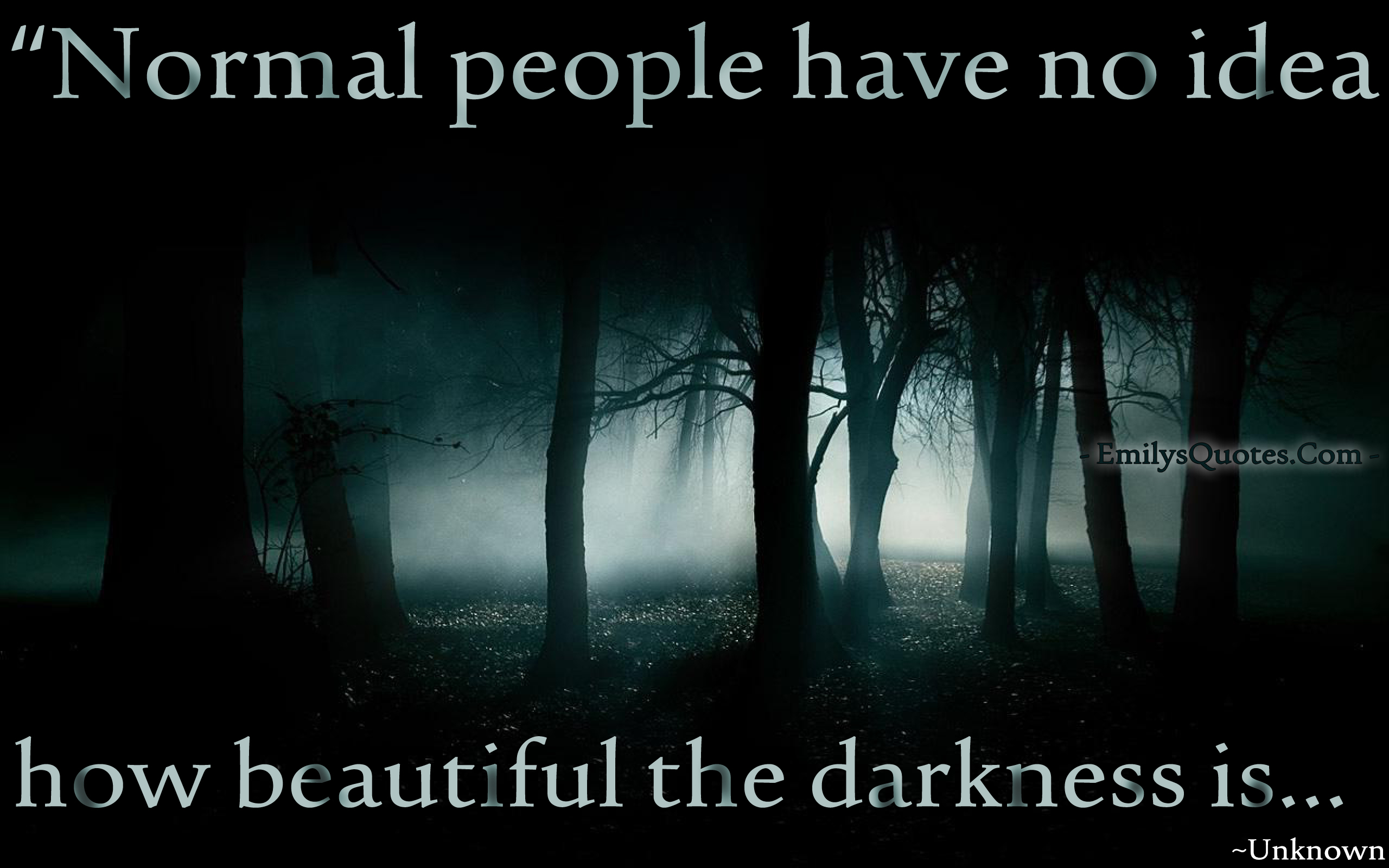 Normal people have no idea how beautiful the darkness is…