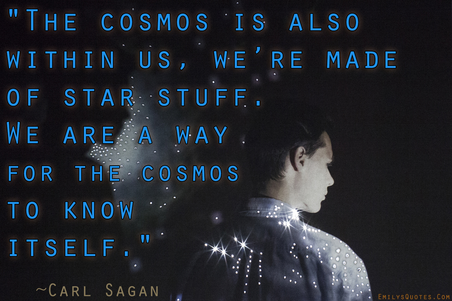 The cosmos is also within us, we’re made of star stuff. We are a way for the cosmos to know itself
