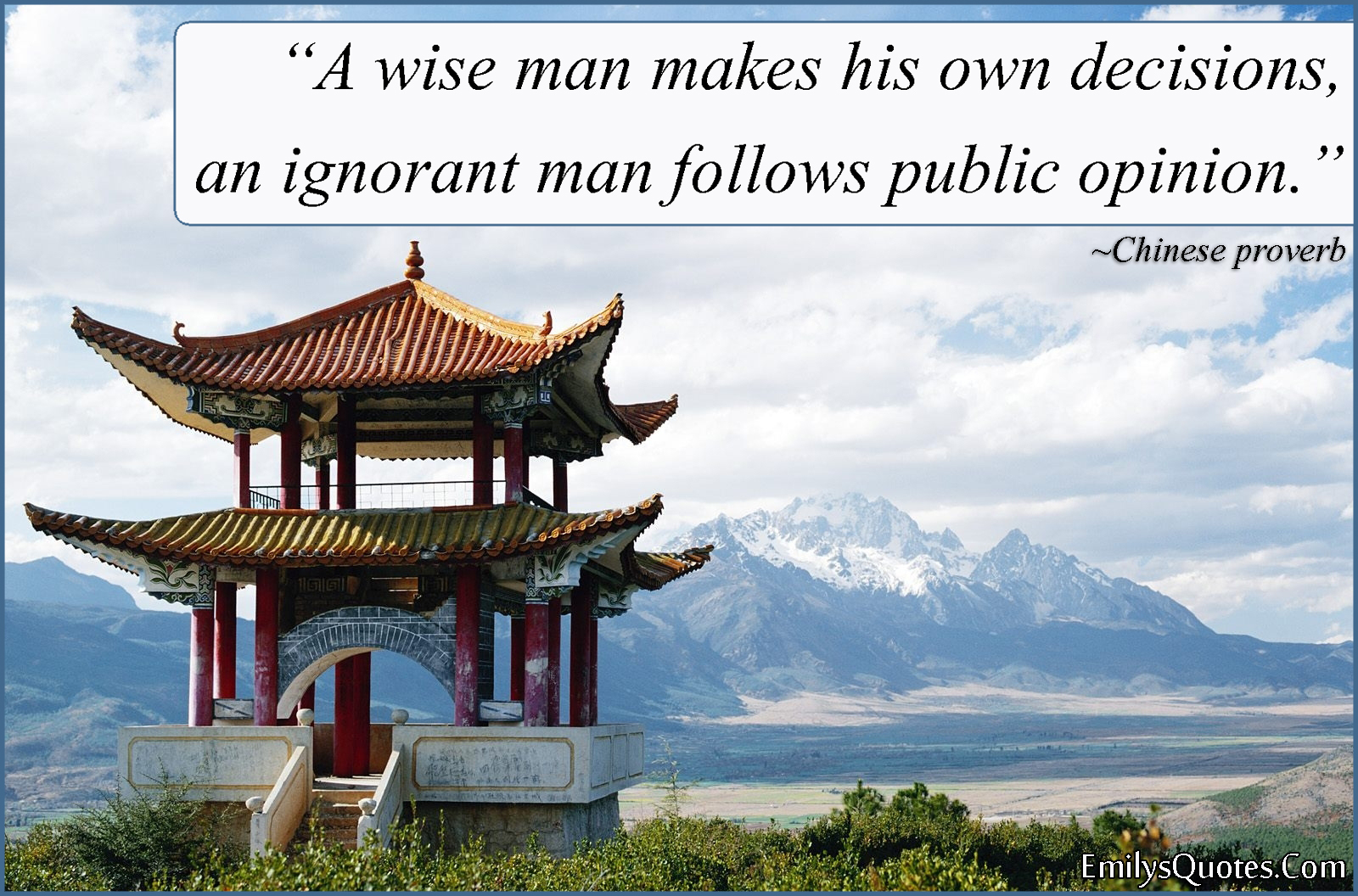A wise man makes his own decisions, an ignorant man follows public opinion
