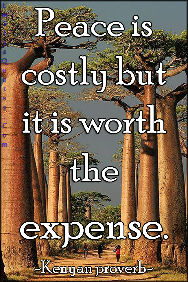 Peace is costly but it is worth the expense