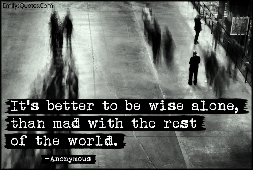It’s better to be wise alone, than mad with the rest of the world