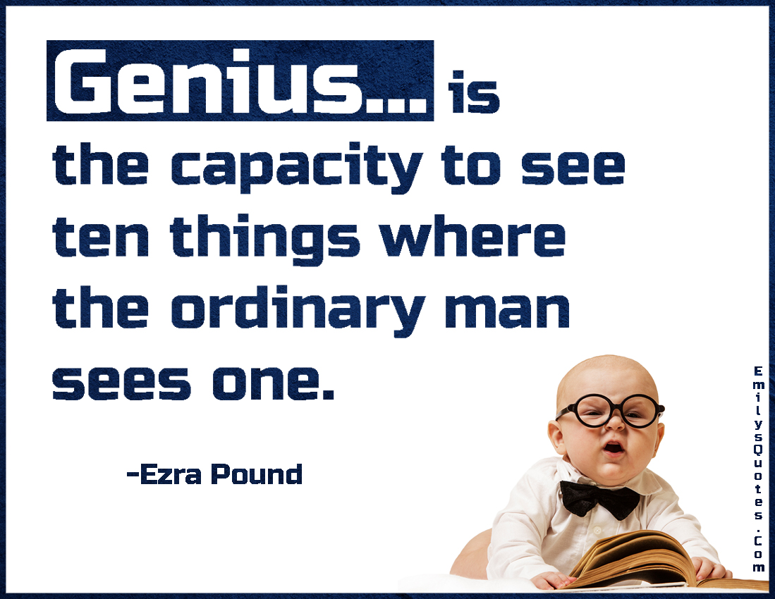 Genius… is the capacity to see ten things where the ordinary