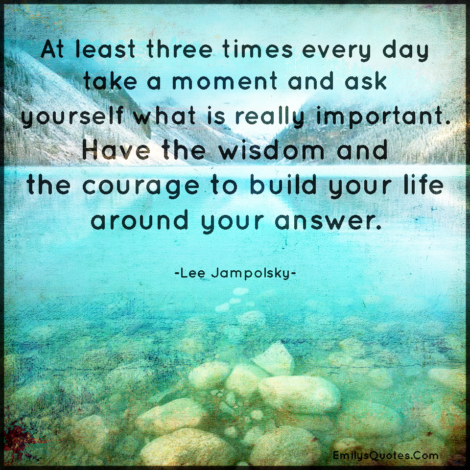 At least three times every day take a moment and ask yourself what