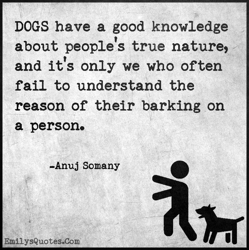 DOGS have a good knowledge about people’s true nature, and it’s only we