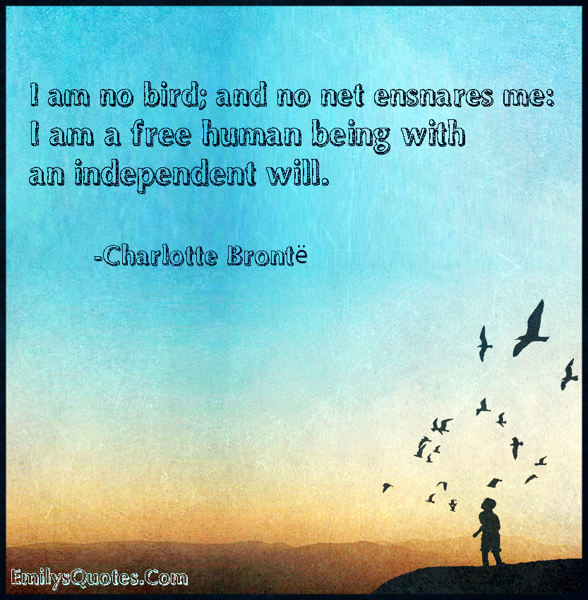 I am no bird; and no net ensnares me: I am a free human being with an independent will