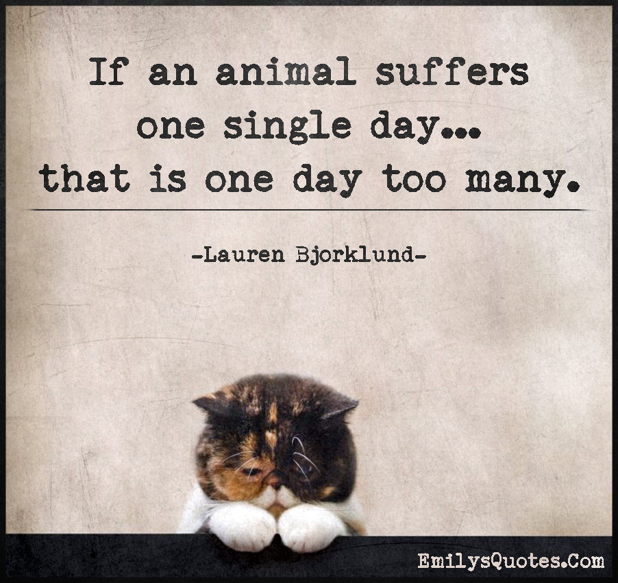 If an animal suffers one single day… that is one day too many