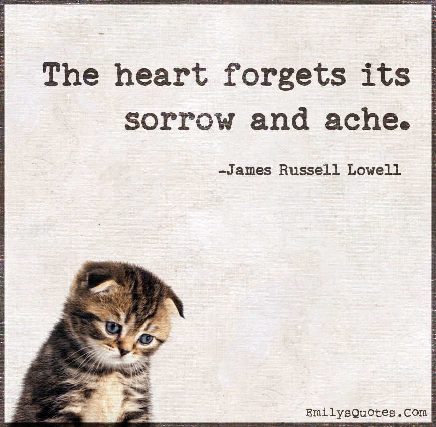 The heart forgets its sorrow and ache