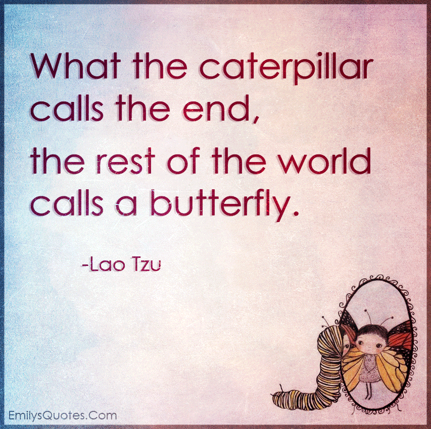 What the caterpillar calls the end, the rest of the world calls a butterfly