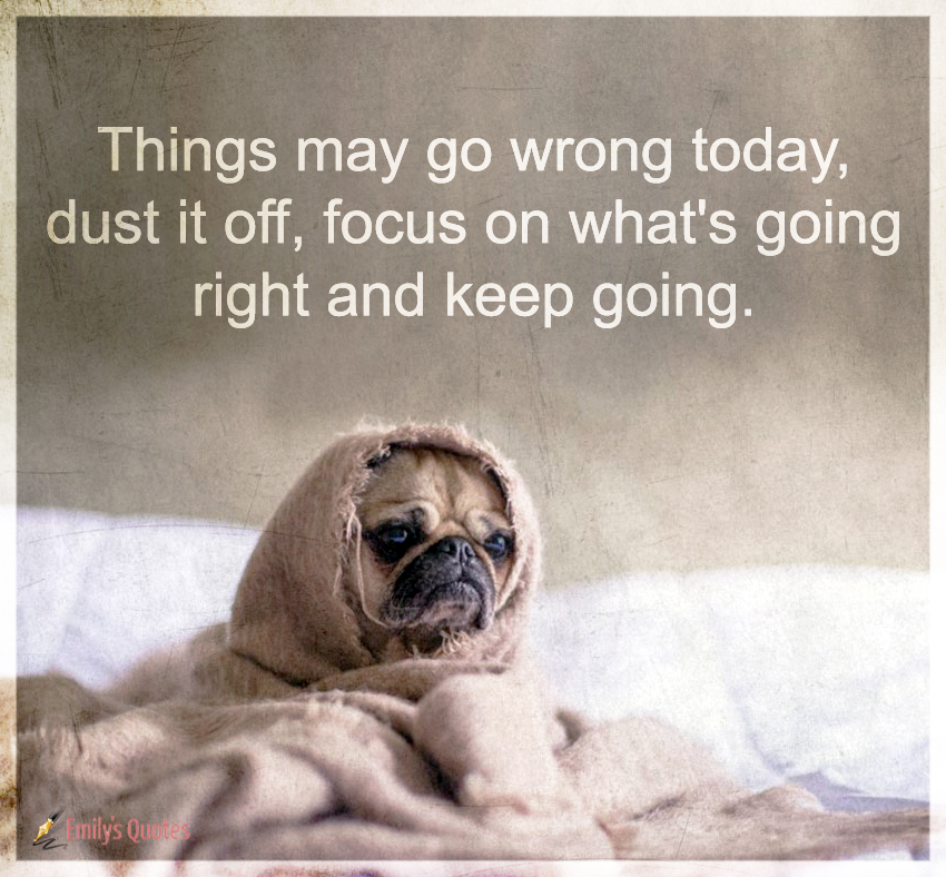 Things may go wrong today, dust it off, focus on what’s going right and keep going